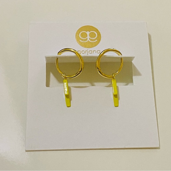 Gorjana 18k Gold Plated Brass Yellow Enamel Lightning Prism Huggies Earrings New - Picture 3 of 5